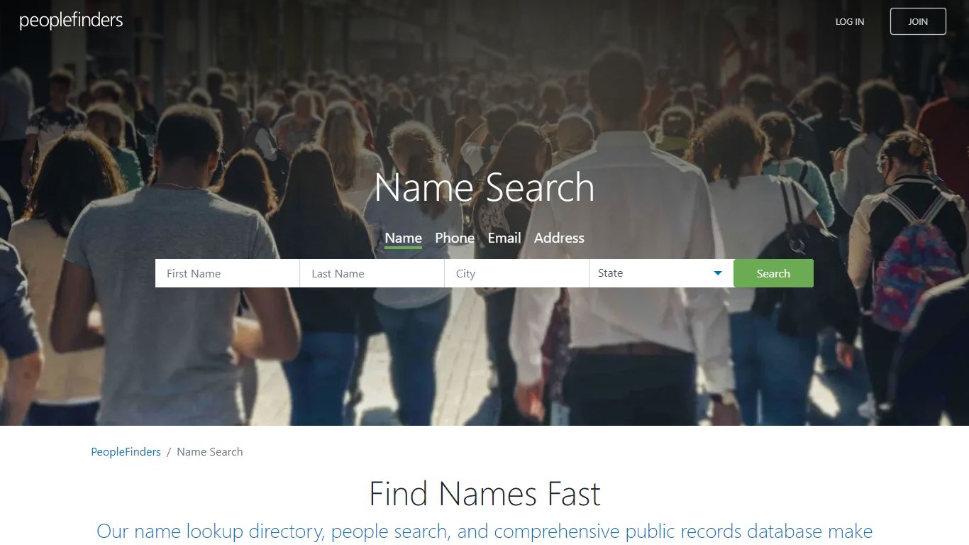 Online Name Search, Name Lookup at PeopleFinders